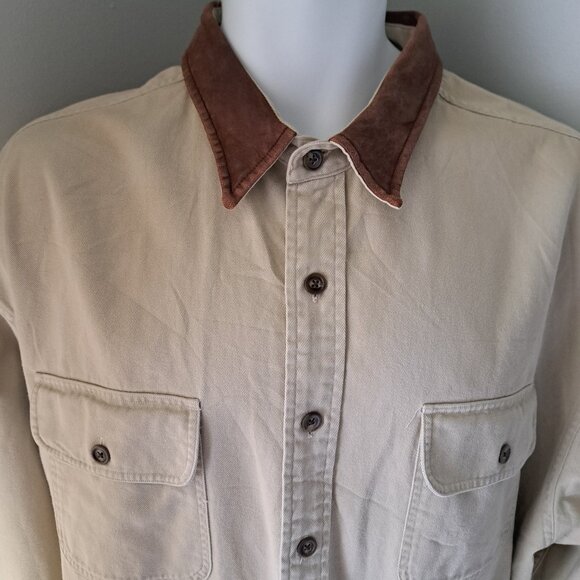 VTG A&F Abercrombie FITCH THE big shirt Cotton Tan BARN Cowboy Western Y2K XL - Picture 4 of 5